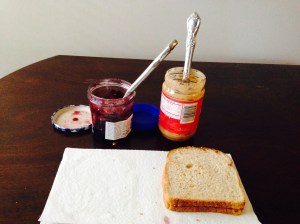 Peanut butter and jelly on the inside